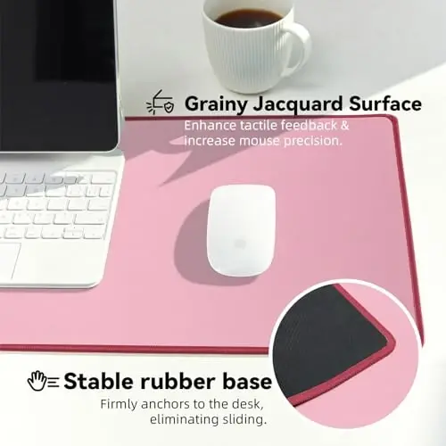 Reniteco Waterproof Large Gaming Mouse Pad with Durable Stitched Edges, Non-Slip Rubber Base, Grainy Jacquard Mouse Mat Desk Pad for Home Office Gaming, 27.6