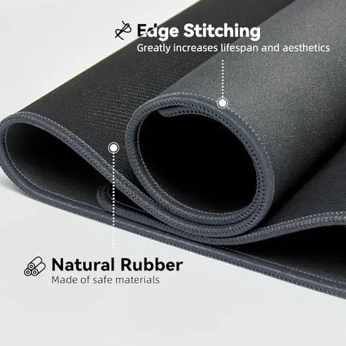 Reniteco Waterproof Large Gaming Mouse Pad with Durable Stitched Edges, Non-Slip Rubber Base, Grainy Jacquard Mouse Mat Desk Pad for Home Office Gaming, 31.5''x11.8''x0.12'', Deep Gray - 4