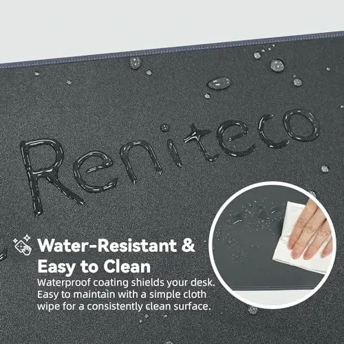 Reniteco Waterproof Large Gaming Mouse Pad with Durable Stitched Edges, Non-Slip Rubber Base, Grainy Jacquard Mouse Mat Desk Pad for Home Office Gaming, 31.5''x11.8''x0.12'', Deep Gray - 6