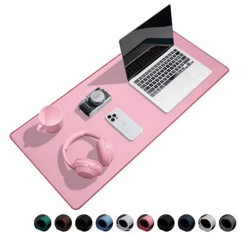 Reniteco Waterproof Large Gaming Mouse Pad with Durable Stitched Edges, Non-Slip Rubber Base, Grainy Jacquard Mouse Mat Desk Pad for Home Office Gaming, 35.4''x15.7''x0.12'', Pink - RENITECO
