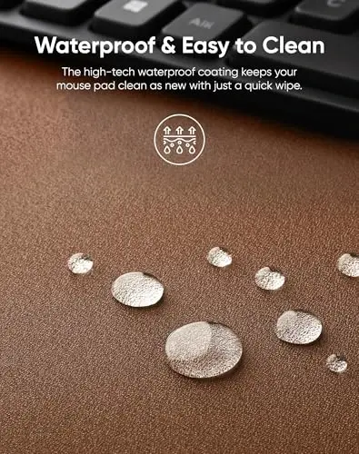 Reniteco Waterproof Large Gaming Mouse Pad with Durable Stitched Edges, Non-Slip Rubber Base, Grainy Jacquard Mouse Mat Desk Pad for Home Office Gaming, 35.4''x15.7''x0.12'', Matte Brown - 4