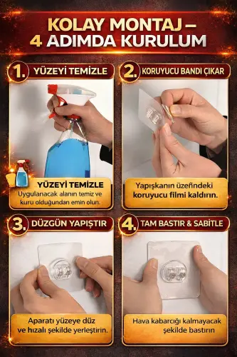 Dayanıklı Paslanmaz Siyah Yapışkanlı Banyo Duş Rafı - 8