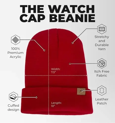 Tough Headwear Cuff Beanie Hat - All-Season Winter Cap - Stretch Fit Women & Mens Beanie - Durable Knit Unisex Winter Caps - 3