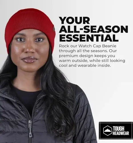 Tough Headwear Cuff Beanie Hat - All-Season Winter Cap - Stretch Fit Women & Mens Beanie - Durable Knit Unisex Winter Caps - TOUGH (1)