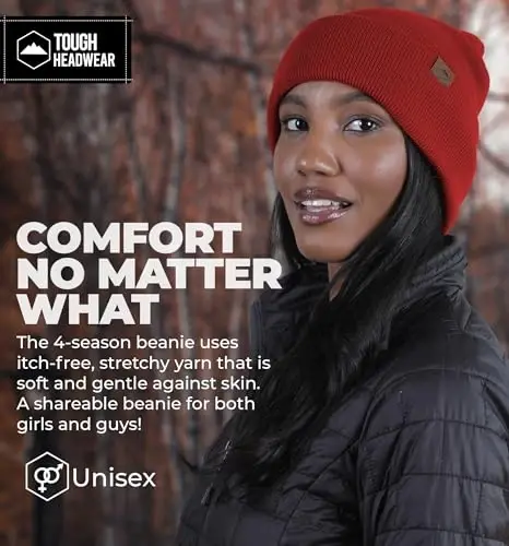 Tough Headwear Cuff Beanie Hat - All-Season Winter Cap - Stretch Fit Women & Mens Beanie - Durable Knit Unisex Winter Caps - 4