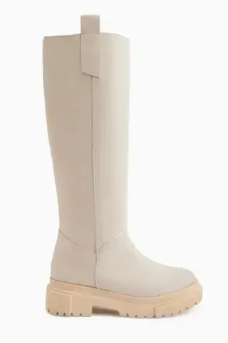 Dayna Beige Platform Heeled Women's Boot-Beige - 1