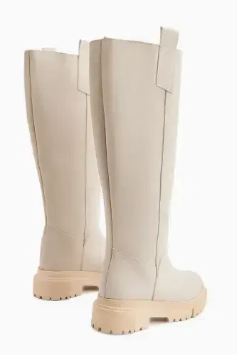 Dayna Beige Platform Heeled Women's Boot-Beige - 4