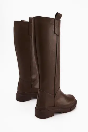 Dayna Coffee Pull-On Boots with Thick Sole - 4