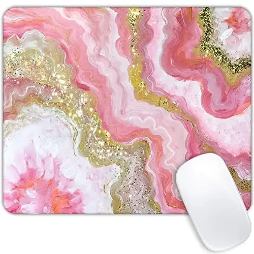 Dazzling Geode Pink Gold Marble Mouse pad Customized Mousepad Non-Slip Rubber Base Mouse Pads for Computers Laptop Office Desk Accessories Mouse pad - 1