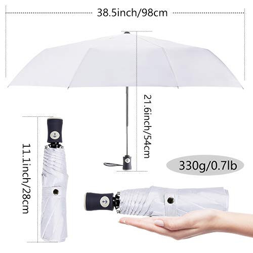 DBA FDJASGY UV Sun Umbrella Compact Folding Travel Umbrella Auto Open and Close for Windproof, Rainproof & 99.9% UV Protection Parasol with Black Anti-UV Coating - 3