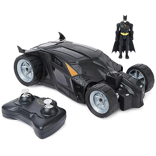 DC Comics, Batman Batmobile Masofaviy boshqaruvli Mashina, 4 dyuymli Batman figurasi bilan oson boshqarish, 4 yosh va undan katta bo'lgan bolalar uchun o'yinchoqlar - 1