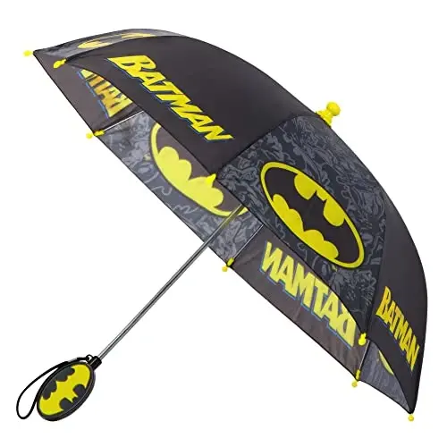 DC Comics Kids Umbrella, Batman Toddler and Little Boy Rain Wear for Ages 3-6 - 6
