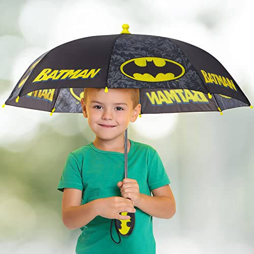 DC Comics Kids Umbrella, Batman Toddler and Little Boy Rain Wear for Ages 3-6 - 24