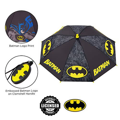 DC Comics Kids Umbrella, Batman Toddler and Little Boy Rain Wear for Ages 3-6 - 25