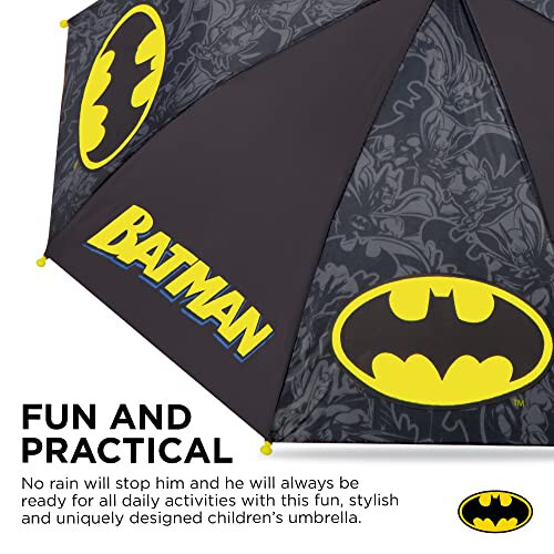 DC Comics Kids Umbrella, Batman Toddler and Little Boy Rain Wear for Ages 3-6 - 26