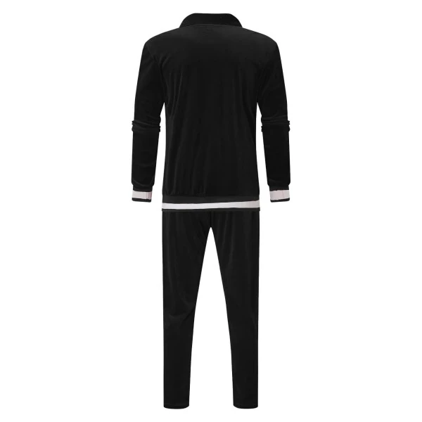 DDAPJ pyju Men's Velour Tracksuit Set Velvet Sweatsuit Color Block Long Sleeve Full Zip Sweatshirt Sweatpants Matching Jogging Suits 2 Piece Casual Athletic Outfits Flash Sale Black XXL - 5