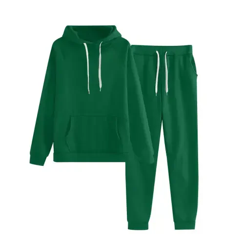 DDAPJ pyju Womens Hoodie Sweatsuit 2 Piece Casual Tracksuit Long Sleeve Drawstring Sweatshirt Jogger Sweatpants Matching Sets with Pockets 2025 Fall Clothes Flash Sale of Today Green L - 8