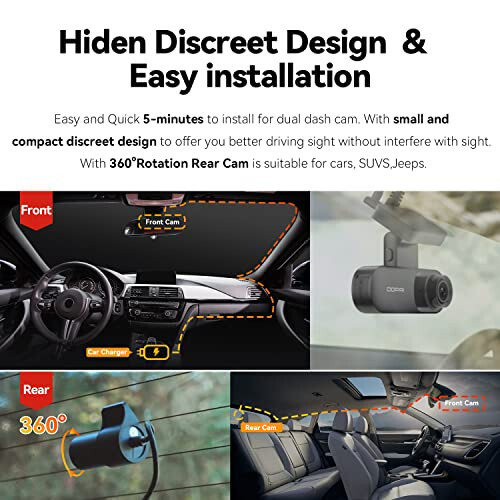 DDPAI 2.5K Dual Car Dash Cam Front and Rear 1600P+1080P Built-in WiFi GPS G-Sensor with Smart APP Control Night Vision, Wide Dynamic Range, 24 Hours Parking Monitor, Support 512GB TF Cards, N3 PRO - 7