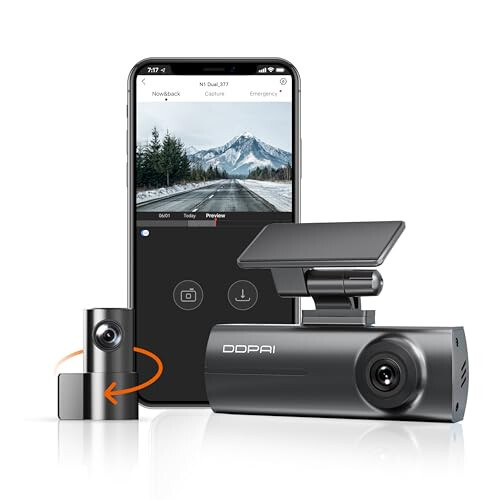 DDPAI Dash Cam 1296P+1080P Front and Rear, Car Camera with WiFi, Control App, Super Capacitor, Night Vision, 24H Parking Mode, G-Sensor, Loop Recording, Collision Lock, N1 Dual - 1