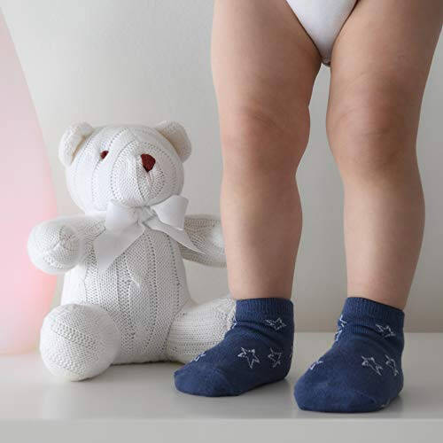 Debra Weitzner 12 Pairs Non-Slip Toddler Ankle Socks With Grips for Baby Boys and Girls Anti-Slip Socks for Infant's Kids - 47