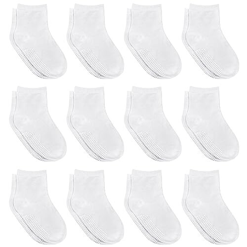 Debra Weitzner 12 Pairs Non-Slip Toddler Socks With Grips for Baby Boys and Girls-Anti-Slip Crew Socks for Infant's and Kids - 44