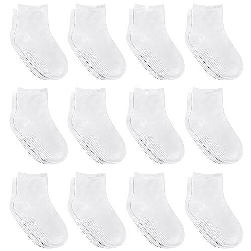 Debra Weitzner 12 Pairs Non-Slip Toddler Socks With Grips for Baby Boys and Girls-Anti-Slip Crew Socks for Infant's and Kids - 44