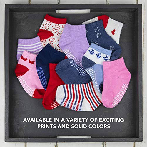 Debra Weitzner 12 Pairs Non-Slip Toddler Socks With Grips for Baby Boys and Girls-Anti-Slip Crew Socks for Infant's and Kids - 49