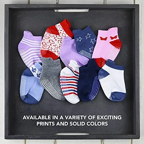 Debra Weitzner Toddler Socks With Grips - 12 Pack Ankle Cotton Grip Socks for Baby Boys Girls Infant's and Kids 6-M - 5 years - 4