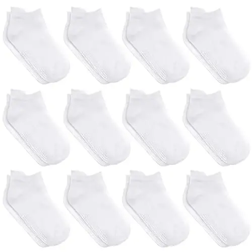 Debra Weitzner Toddler Socks With Grips - 12 Pack Ankle Cotton Grip Socks for Baby Boys Girls Infant's and Kids 6-M - 5 years 