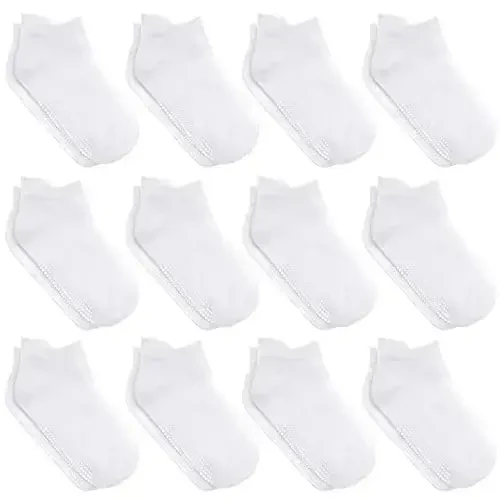 Debra Weitzner Toddler Socks With Grips - 12 Pack Ankle Cotton Grip Socks for Baby Boys Girls Infant's and Kids 6-M - 5 years - MODAZONE