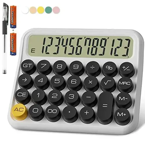 DECKLIT Battery Desk Calculator - 12 Digit Extra Large 5-Inch LCD Display, Big Buttons Easy to Press, 15 Tilt Screen (Black) - 1