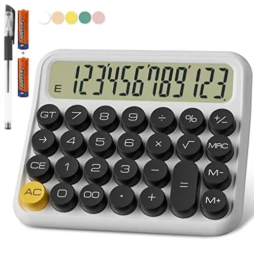 DECKLIT Battery Desk Calculator - 12 Digit Extra Large 5-Inch LCD Display, Big Buttons Easy to Press, 15 Tilt Screen (Black) - DECKLIT