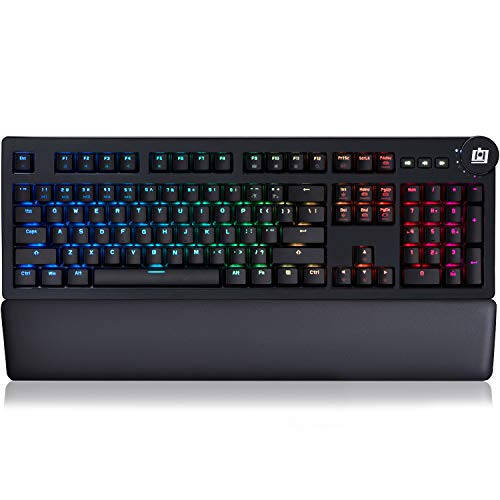 Deco Gear Customizable Mechanical Keyboard with Cherry MX Red Switches, RGB Lighting, Quick Access Function Keys, Detachable Ergonomic Wrist Pad, 104 Keys, USB Plug-n-Play - 1