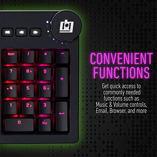 Deco Gear Customizable Mechanical Keyboard with Cherry MX Red Switches, RGB Lighting, Quick Access Function Keys, Detachable Ergonomic Wrist Pad, 104 Keys, USB Plug-n-Play - 5