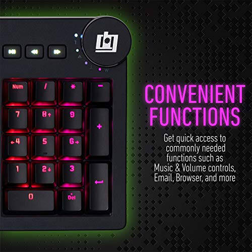 Deco Gear sozlash mumkin mexanik klaviatura Cherry MX qizil kalitlari bilan, RGB yoritish, tez kirish funktsiya tugmalari, chiqariladigan ergonomik bilak tagligi, 104 tugma, USB ulash - 5