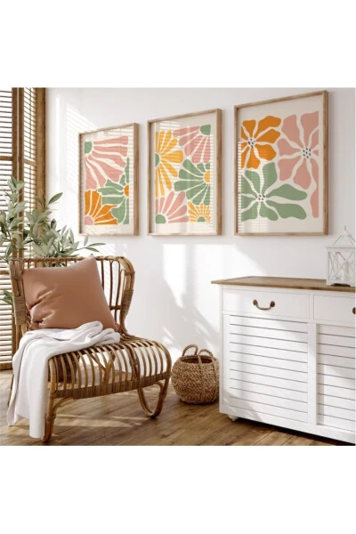 Decorative 3-Piece Canvas Set, Wooden Frame, Abstract Painting, Wall Art, Wall Decor, Kitchen Wall Art, Framed Canvas - Modazone