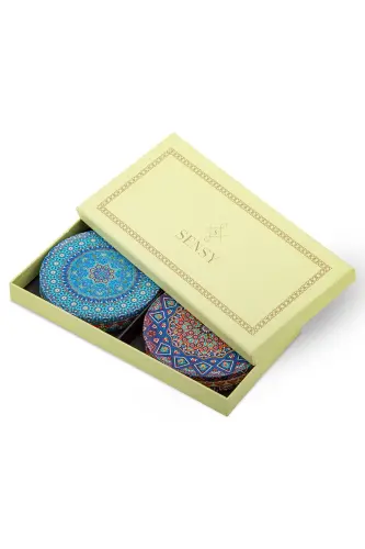 Decorative Coaster Set of 6 Metal Top Ephe - 7