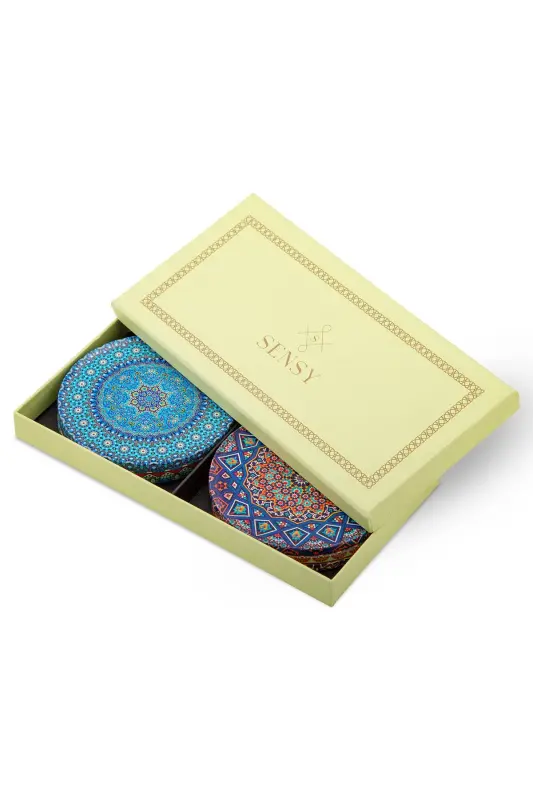 Decorative Coaster Set of 6 Metal Top Ephe - 7