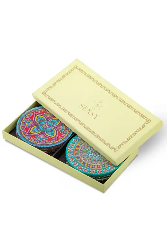 Decorative Coaster Set of 6 Metal Top Hub - 3