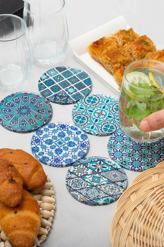 Decorative Coaster Set of 6 Metal Topk - 1