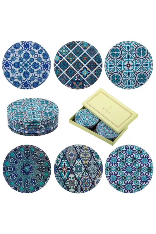 Decorative Coaster Set of 6 Metal Topk - 2