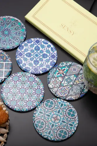 Decorative Coaster Set of 6 Metal Topk - 5