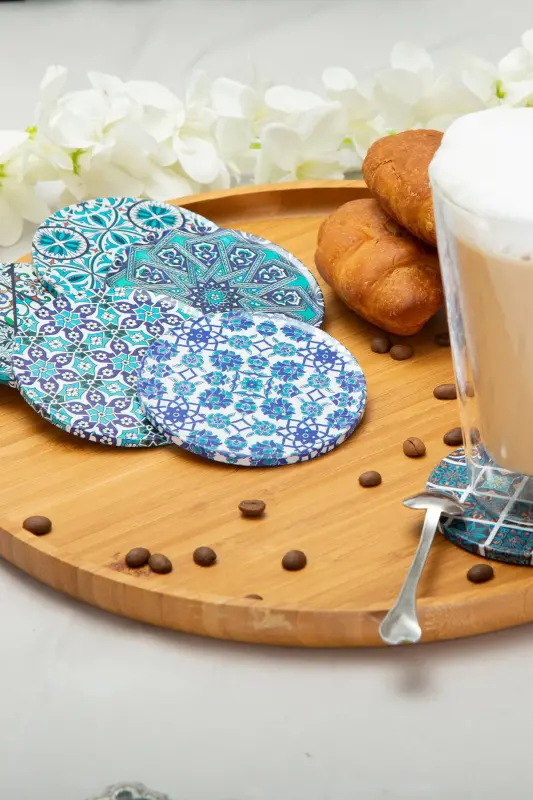 Decorative Coaster Set of 6 Metal Topk - 7