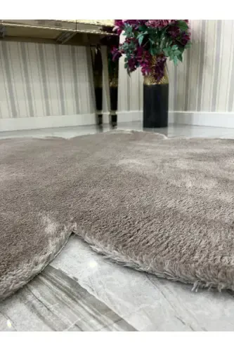 Decorative Coffee Plush Soft White Daisy Modern Rug-Brown - 4