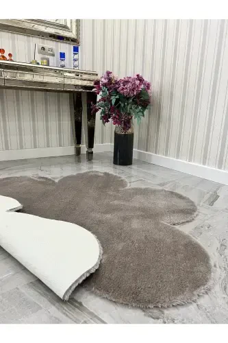 Decorative Coffee Plush Soft White Daisy Modern Rug-Brown - 5