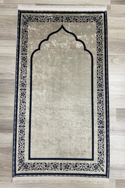 Decorative digital printed black non-slip base prayer rug (75x120 cm) - 2