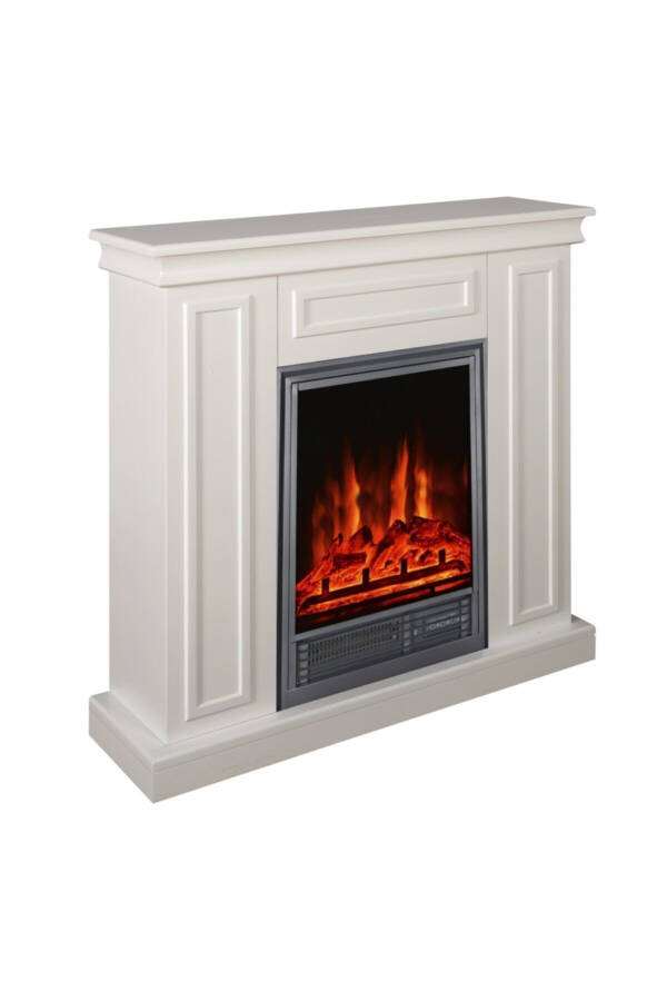 Decorative Electric Fireplace White Casing, 90 Cm Bluetooth, Flame Sound - 2