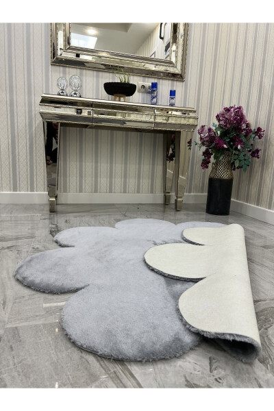 Decorative Grey Plush Soft Daisy Modern Rug - 4