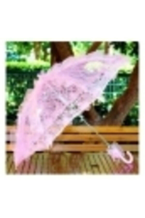 Decorative Lace Wedding and Bridal Umbrella Light Pink 75cm - 1