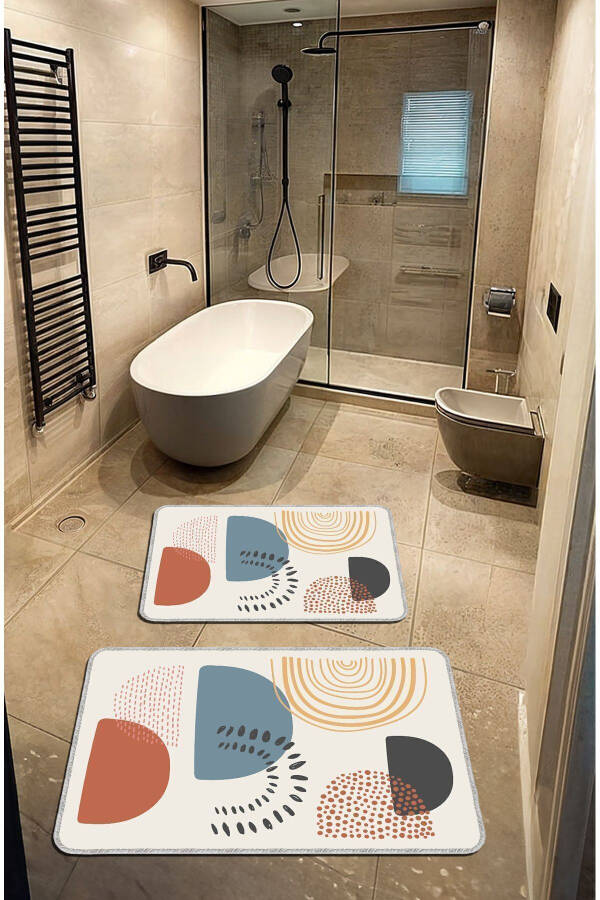 Decorative Modern Design Non-Slip Washable Set Bath Mat 50x60-60x90 Cm - 1